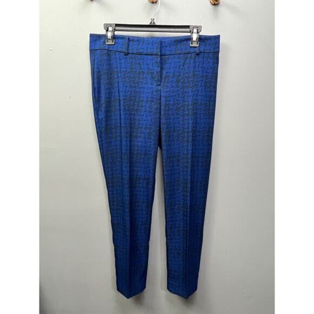 Ann Taylor Dress Pants Womens 6 black/blue houndstooth ankle Office Colorful